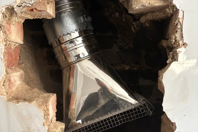Flexible chimney liner installation for a wood burner in Deal, Kent