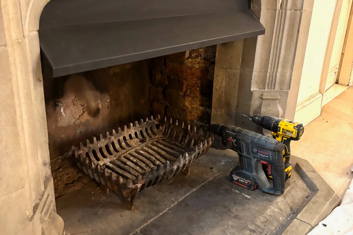 Fireplace opening preparation and chimney lining installation in Faversham, Kent